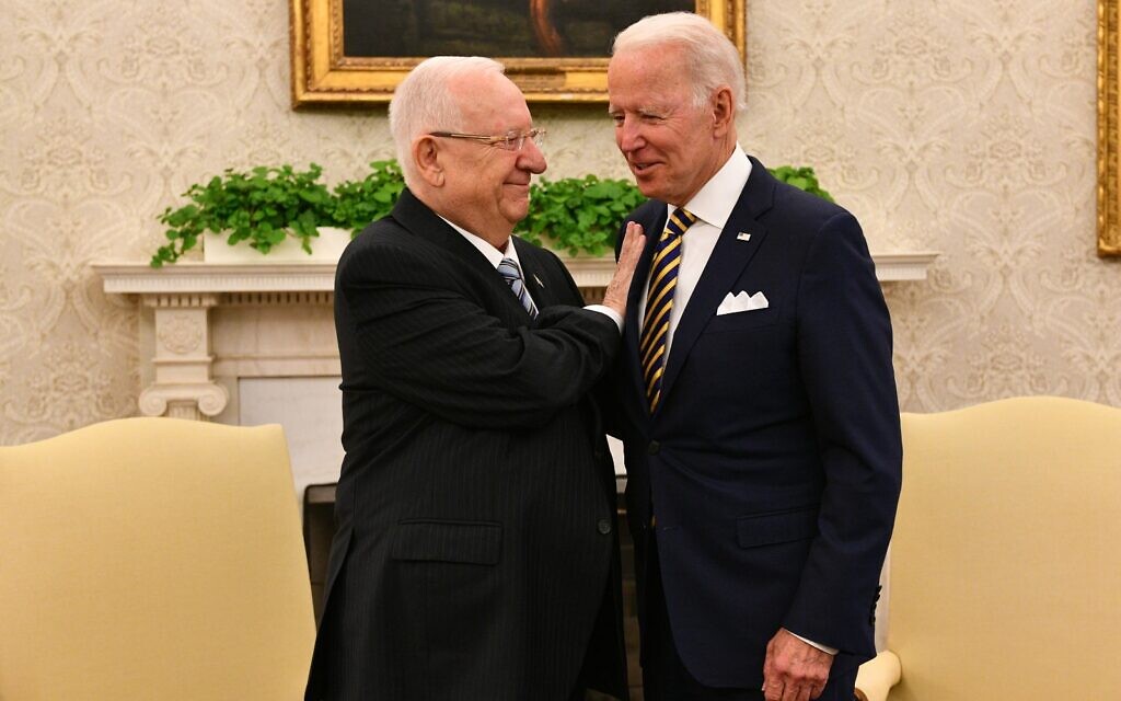 President Reuven Rivlin and US President Joe Biden in the White House on June 29, 2021. (Haim Zach/GPO) President Reuven Rivlin and US President Joe Biden in the White House on June 29, 2021. (Haim Zach/GPO)