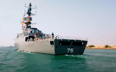 Iran's Dena destroyer during a ceremony in Iran, on June 14, 2021. (Screenshot: YouTube)