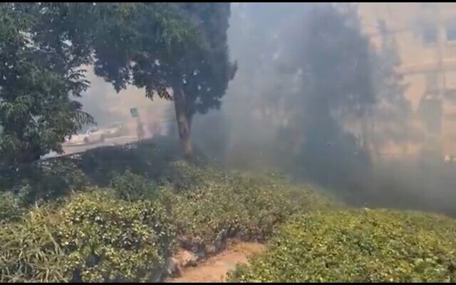 The scene at a fire in Haifa on June 30, 2021. (Screenshot/Israel Firefighting Services) The scene at a fire in Haifa on June 30, 2021. (Screenshot/Israel Firefighting Services)