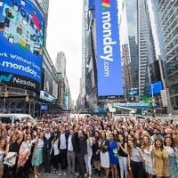 The monday.com team opens trade on the Nasdaq on June 10, 2021 (Nasdaq)