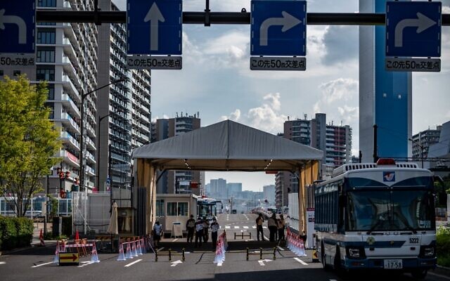 A general view shows one of the entrances of the Olympic and Paralympic Village in Tokyo on July 15, 2021, ahead of the 2020 Tokyo Olympic Games which begins on July 23. (Philip FONG / AFP) A general view shows one of the entrances of the Olympic and Paralympic Village in Tokyo on July 15, 2021, ahead of the 2020 Tokyo Olympic Games which begins on July 23. (Philip FONG / AFP)