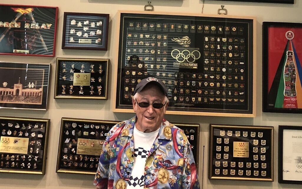Sidney Marantz boasts a collection of over 12,000 Olympic pins. (Courtesy of Marantz/ via JTA) Sidney Marantz boasts a collection of over 12,000 Olympic pins. (Courtesy of Marantz/ via JTA)