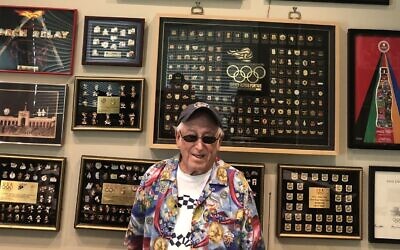 Sidney Marantz boasts a collection of over 12,000 Olympic pins. (Courtesy of Marantz/ via JTA)