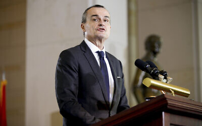 France's then-ambassador to the US Gerard Araud speaks during the US Holocaust Memorial Museum's annual Days of Remembrance Ceremony, in Emancipation Hall on Capitol Hill in Washington, on April 16, 2015. (AP Photo/Andrew Harnik, File)