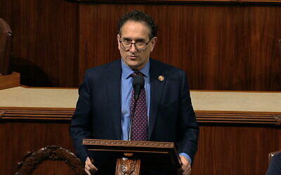 Democratic Representative Andy Levin of Michigan speaks as the US House of Representatives debates the articles of impeachment against then-president Donald Trump at the Capitol in Washington, December 18, 2019. (House Television via AP)