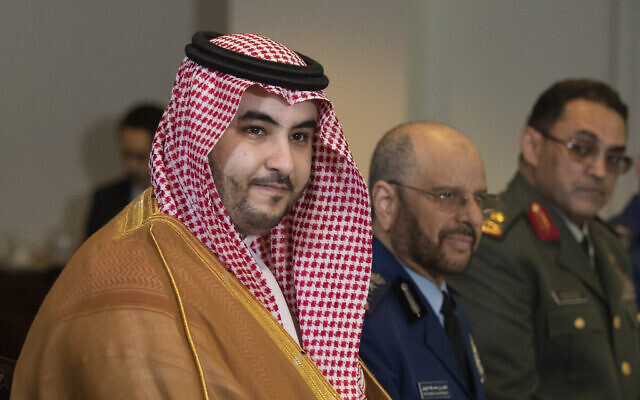 Saudi Deputy Defense Minister Prince Khalid bin Salman meets with Secretary of Defense Mark Esper at the Pentagon, on August 29, 2019. (AP Photo/Manuel Balce Ceneta, File) Saudi Deputy Defense Minister Prince Khalid bin Salman meets with Secretary of Defense Mark Esper at the Pentagon, on August 29, 2019. (AP Photo/Manuel Balce Ceneta, File)
