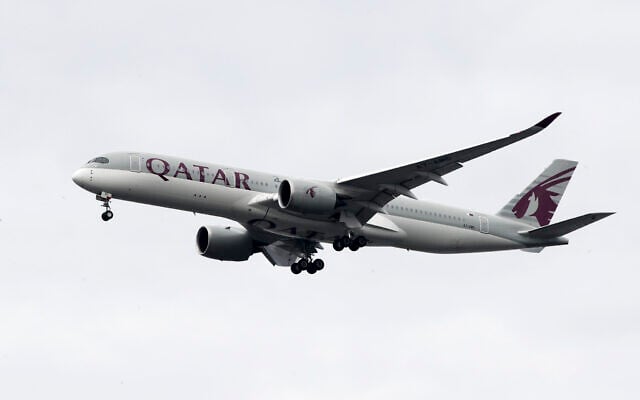 A Qatar Airways jet approaches Philadelphia International Airport in Philadelphia, November 7, 2019. (AP Photo/Matt Rourke, File) A Qatar Airways jet approaches Philadelphia International Airport in Philadelphia, November 7, 2019. (AP Photo/Matt Rourke, File)