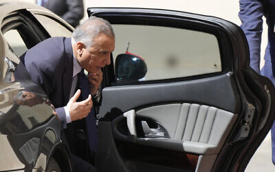 Iraqi Prime Minister Mustafa Al-Kadhimi arrives to the Vatican for a private audience with Pope Francis, Friday, July 2, 2021. (AP Photo/Gregorio Borgia)