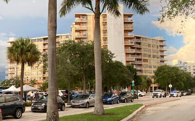 This photo shows the 156-unit Crestview Towers, Friday, July 2, 2021 in North Miami Beach, Fla. The city of North Miami Beach ordered the evacuation of Crestview Towers, a condominium building Friday after a review found unsafe conditions about 5 miles from the site of last week's deadly collapse in South Florida. (AP Photo/Rebecca Santana)