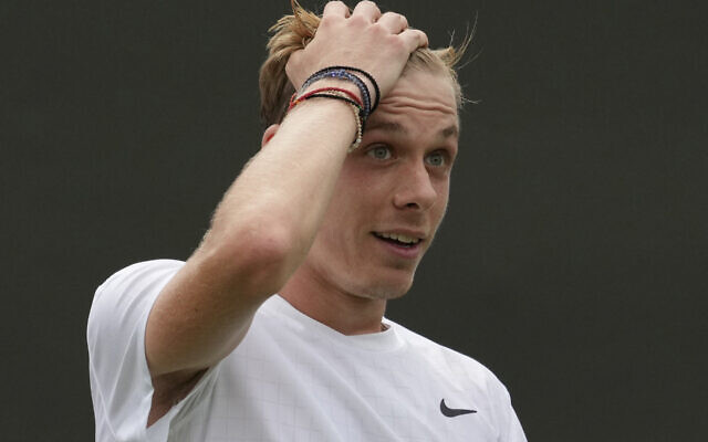 Denis Shapovalov celebrates after defeating Spain's Roberto Bautista Agut during the men's singles fourth round match on day seven of the Wimbledon Tennis Championships in London, on July 5, 2021. (AP Photo/Alberto Pezzali) Denis Shapovalov celebrates after defeating Spain's Roberto Bautista Agut during the men's singles fourth round match on day seven of the Wimbledon Tennis Championships in London, on July 5, 2021. (AP Photo/Alberto Pezzali)