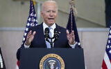 US President Joe Biden delivers a speech on voting rights at the National Constitution Center, Tuesday, July 13, 2021, in Philadelphia. (AP Photo/Evan Vucci)
