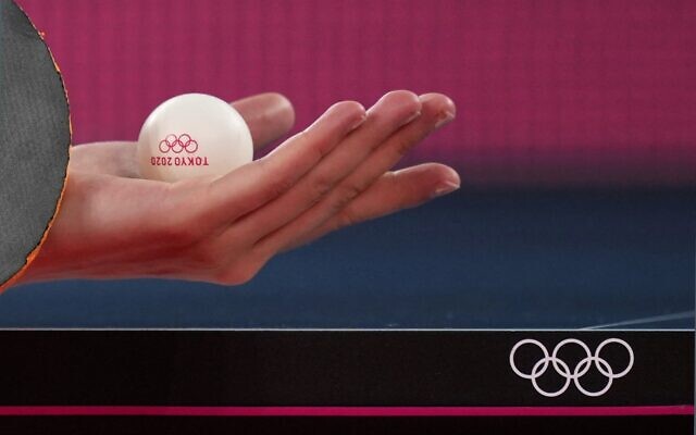 Christina Kallberg, of Sweden serves the ball during a table tennis training session at the 2020 Summer Olympics, Friday, July 23, 2021, in Tokyo. (AP Photo/Kin Cheung)