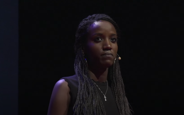 Carine Kanimba speaks at a TEDx confrence in Portland, September 19, 2019. (YouTube screenshot) Carine Kanimba speaks at a TEDx confrence in Portland, September 19, 2019. (YouTube screenshot)