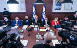 Prime Minister Naftali Bennett leads a cabinet meeting at the Prime Minister's Office in Jerusalem on July 11, 2021. (Marc Israel Sellem/POOL)