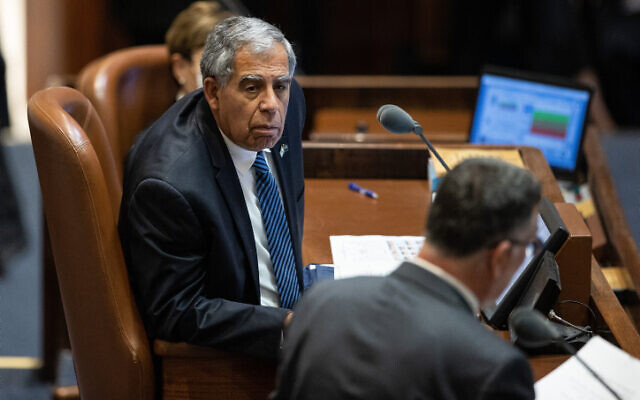 Speaker Mickey Levy in the Knesset on July 13, 2021. (Yonatan Sindel/Flash90)