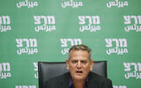 Meretz party chair Health Minister Nitzan Horowitz leads a Meretz faction meeting at the Knesset on July 26, 2021. (Yonatan Sindel/Flash90)