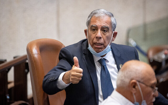 Knesset Speaker Mickey Levy seen during a plenary session in Jerusalem, July 26, 2021.(Yonatan Sindel/Flash90) Knesset Speaker Mickey Levy seen during a plenary session in Jerusalem, July 26, 2021.(Yonatan Sindel/Flash90)