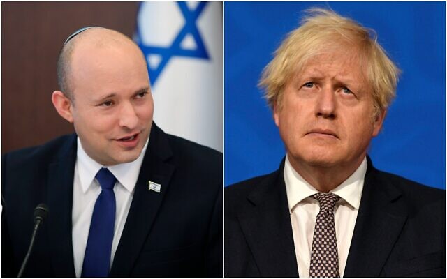 Prime Minister Naftali Bennett and UK Prime Minister Boris Johnson. (Composite/AP) Prime Minister Naftali Bennett and UK Prime Minister Boris Johnson. (Composite/AP)