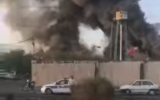 A fire at a warehouse in Tehran, on July 5, 2021. (Screen capture/YouTube)
