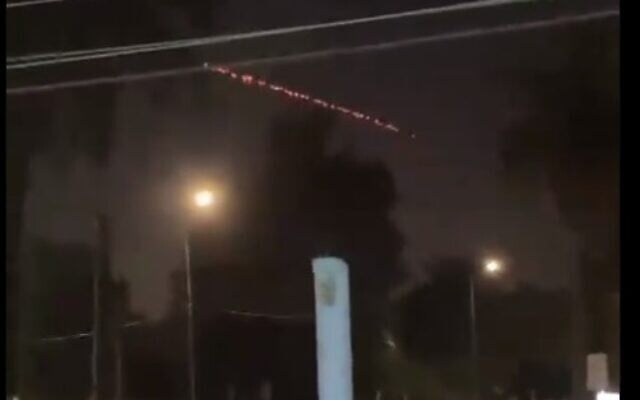Anti-aircraft fire is seen over the US embassy in Baghdad on July 6 20121 (Screencapture/Twitter)