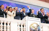 Heads of Israeli-founded cybersecurity firm SentinelOne ring the closing bell at the New York Stock Exchange, June 30, 2021, in celebration of its initial public offering. (NYSE)