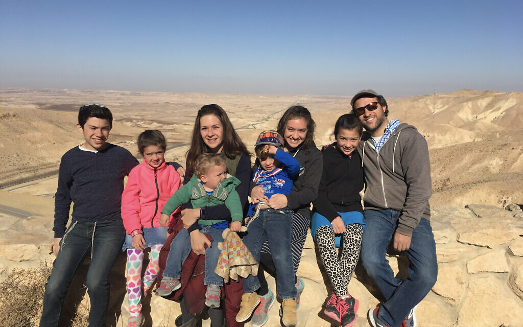 Susannah Schild with husband Avi and their six children on a hike in Israel's Negev Desert. (Courtesy) Susannah Schild with husband Avi and their six children on a hike in Israel's Negev Desert. (Courtesy)
