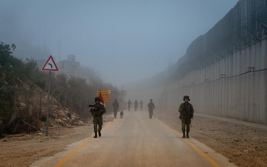 IDF troops patrol the border with Lebanon in an undated photograph. (Israel Defense Forces)