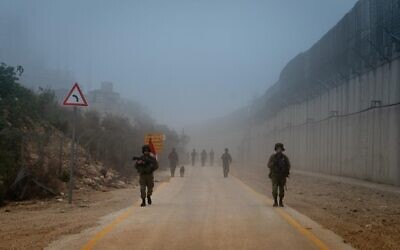 IDF troops patrol the border with Lebanon in an undated photograph. (Israel Defense Forces)