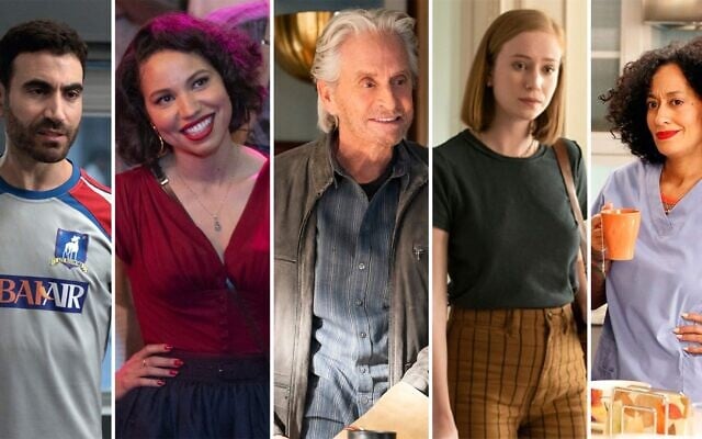 2021 Emmy nominees: From left: Brett Goldstein, Jurnee Smollett, Michael Douglas, Hannah Einbinder and Tracee Ellis-Ross. (Apple TV, Netflix, HBO via JTA) 2021 Emmy nominees: From left: Brett Goldstein, Jurnee Smollett, Michael Douglas, Hannah Einbinder and Tracee Ellis-Ross. (Apple TV, Netflix, HBO via JTA)