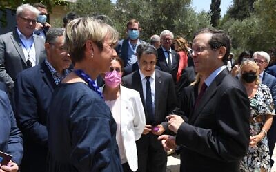 French parliamentarians meet President Isaac Herzog (right) in Jerusalem, July 20, 2021 (Mark Neyman/GPO) French parliamentarians meet President Isaac Herzog (right) in Jerusalem, July 20, 2021 (Mark Neyman/GPO)