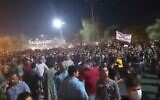 Iranians in Khuzestan, Iran's main oil-producing region protest severe water shortages with protests erupting in several towns and cities since July 15, 2020. (Screencapture/Twitter)