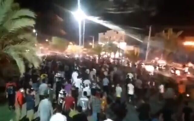 Screen grab taken from video apparently showing protests against water shortages in Khuzestan, July 16, 2021 (Twitter) Screen grab taken from video apparently showing protests against water shortages in Khuzestan, July 16, 2021 (Twitter)
