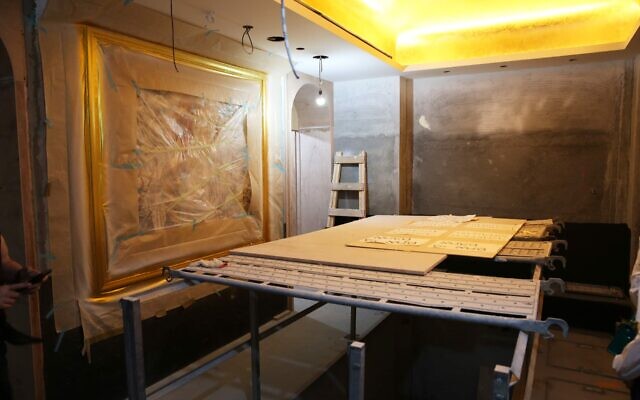 Construction of the ritual bath in Taiwan's new Jewish community center. (Glenn Leibowitz)