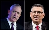 Left: Then-Defense Minister Benny Gantz, on July 14, 2021; Right: Then-Justice Minister Gideon Sa'ar, on March 7, 2021. (Tomer Neuberg/Flash90; Yonatan Sindel/Flash90)