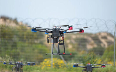 Israeli military drones fly in formation in an undated photograph. (Israel Defense Forces)