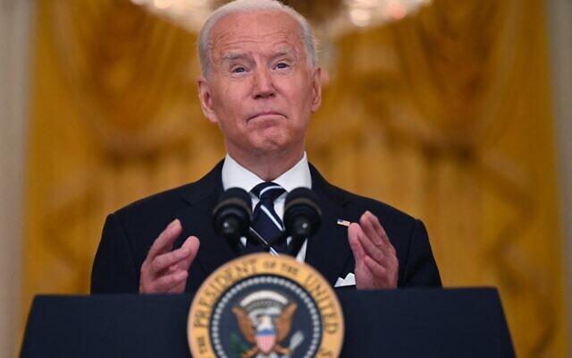 US President Joe Biden speaks in the East Room of the White House in Washington, DC, on August 18, 2021. (Jim WATSON / AFP) US President Joe Biden speaks in the East Room of the White House in Washington, DC, on August 18, 2021. (Jim WATSON / AFP)