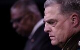 US Defense Secretary Lloyd Austin (L) and Chairman of the Joint Chiefs of Staff, General Mark Milley, hold a press conference about the situation in Afghanistan on August 18, 2021, at The Pentagon in Washington, DC.(Olivier DOULIERY / AFP)