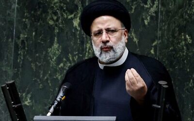 Iran's President Ebrahim Raisi speaks before parliament in the capital Tehran, on August 25, 2021. (Atta Kenare/AFP)