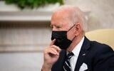 US President Joe Biden listens during a meeting with Prime Minister Naftali Bennett in the Oval Office at the White House. on August 27, 2021. in Washington, DC. (Pool/Getty Images North America/Getty Images via AFP)