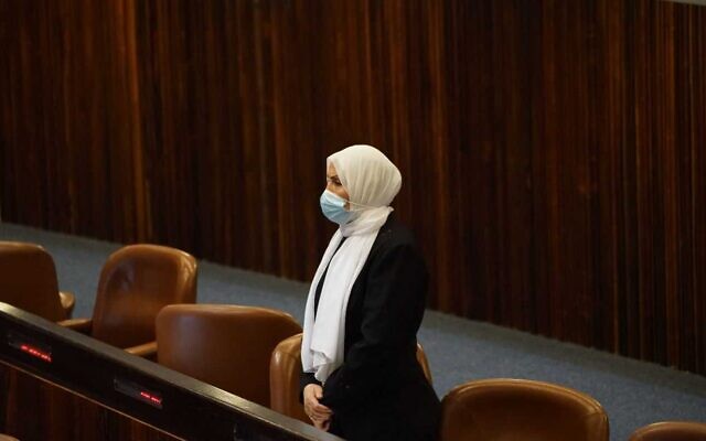 Ra'am MK Iman Khatib-Yasin is sworn in as a Knesset member on August 31, 2021. (Danny Shem-Tov/Knesset Spokesperson) Ra'am MK Iman Khatib-Yasin is sworn in as a Knesset member on August 31, 2021. (Danny Shem-Tov/Knesset Spokesperson)