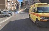 A Magen David Adom ambulance at the site of a domestic violence attack in Sderot on August 19, 2021. (MDA)