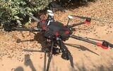 A drone recovered by Israeli troops in southern Israel on August 13, 2021, which the military says was flown by the Hamas terror group into Israeli airspace from the Gaza Strip two days prior. (Israel Defense Forces)