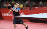 Ian Seidenfeld competes in a gold medal match at the Tokyo 2020 Paralympic Games, August 28, 2021. (Lintao Zhang/Getty Images via JTA)