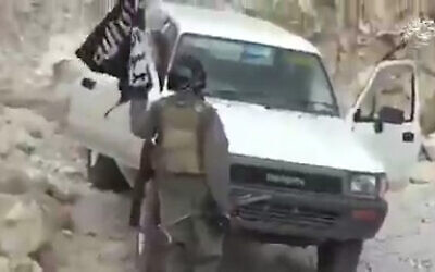 A member of Islamic State Khorasan is seen in Afghanistan, in a video shared by the group on September 20, 2020. (Twitter screenshot)