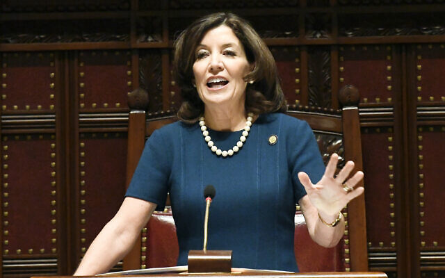 New York Lt. Gov. Kathy Hochul speaks during opening day of the 2019 legislative session in the Senate Chamber at the Capitol on Wednesday, Jan. 9, 2019, in Albany, N.Y. (AP Photo/Hans Pennink) New York Lt. Gov. Kathy Hochul speaks during opening day of the 2019 legislative session in the Senate Chamber at the Capitol on Wednesday, Jan. 9, 2019, in Albany, N.Y. (AP Photo/Hans Pennink)