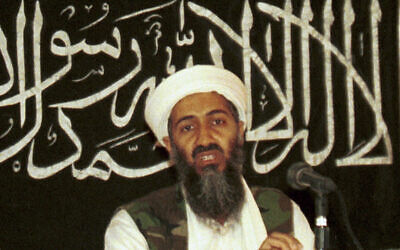 In this 1998 file photo made available on March 19, 2004, Osama bin Laden is seen at a news conference in Khost, Afghanistan. (AP Photo/Mazhar Ali Khan, File)