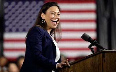 In this November 2, 2019, photo, Nikki Fried, Democratic candidate for Florida Commissioner of Agriculture, speaks during a campaign rally, in Miami. (AP Photo/Lynne Sladky)