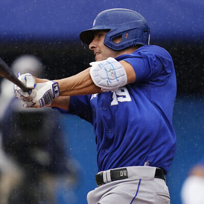 Israel's Danny Valencia plays during a baseball game at Yokohama Baseball Stadium during the 2020 Summer Olympics, Aug. 2, 2021, in Yokohama, Japan. (AP Photo/Matt Slocum) Israel's Danny Valencia plays during a baseball game at Yokohama Baseball Stadium during the 2020 Summer Olympics, Aug. 2, 2021, in Yokohama, Japan. (AP Photo/Matt Slocum)