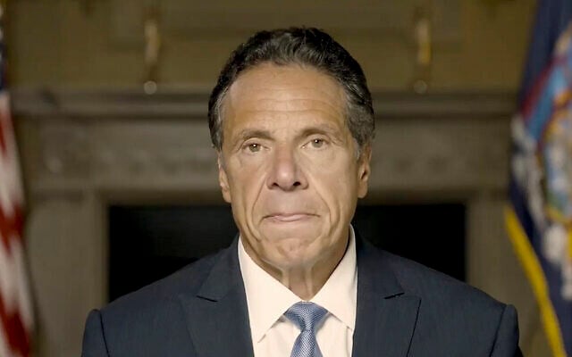 In this image taken video provided by Office of the NY Governor, New York Gov. Andrew Cuomo makes a statement on a pre-recorded video, released Tuesday, Aug. 3, 2021, in New York. (Office of the NY Governor via AP) In this image taken video provided by Office of the NY Governor, New York Gov. Andrew Cuomo makes a statement on a pre-recorded video, released Tuesday, Aug. 3, 2021, in New York. (Office of the NY Governor via AP)