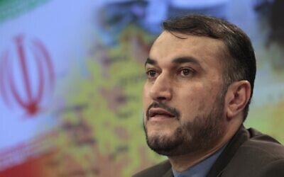 In this August 3, 2012, photo, then-Iranian Deputy Foreign Minister Hossein Amirabdollahian speaks during a press conference in Moscow, Russia (AP Photo/Misha Japaridze, File)